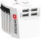 SKROSS Shockproof Universal Travel Adapter, 2 Pole Plus 4 USB Type-A Ports, Child Safe
