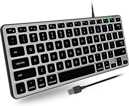 Macally Backlit Wired Keyboard for Mac, Comfortable All Day Typing USB Keyboard for MacBook Pro/Air, iMac, Mac Mini/Pro
