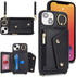 for iPhone 14 Case with Card Holder and Strap - Zipper Pocket,Crossbody Lanyard Strap,Credit Card Holder,Stand Ring,Cute Phone Wallet Case for Women(Black,6.1 Inch)