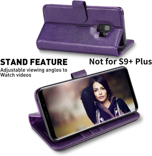 MONASAY Wallet Case for Galaxy S9, 5.8-inch, RFID Blocking, Flip Folio Leather Cell Phone Cover with Credit Card Holder