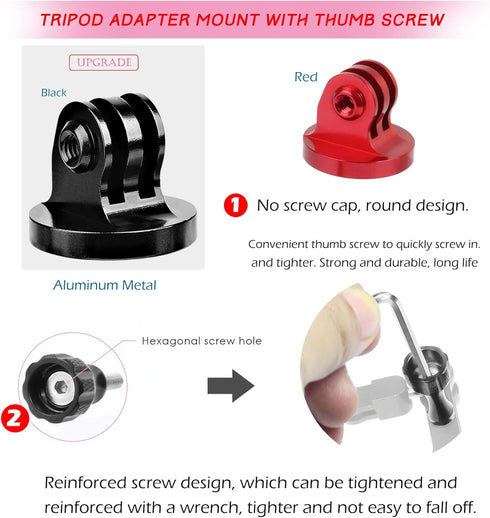 Alumium Tripod Mount Adapter, Gopro Threaded Mount Adapter,Action Camera Tripod Aluminum Mount,for GoPro Max, GoPro Hero, DJI Osmo Action Camera Two Groups