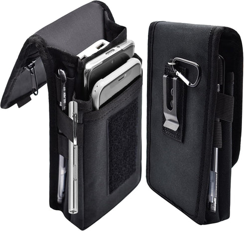 Dual Phone Holster, Large Smartphone Pouch Cell Phone Holder, Multi-Purpose Tactical Holder for Work, Hiking, Camping,