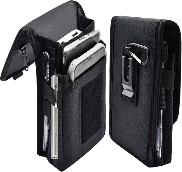 Dual Phone Holster, Large Smartphone Pouch Cell Phone Holder, Multi-Purpose Tactical Holder for Work, Hiking, Camping,