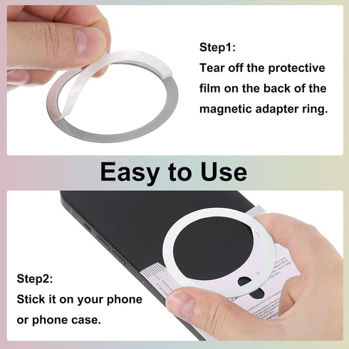 uxcell 2Pcs Magnetic Sticker Ring, - Universal Magnetic Adapter Ring, Silicone Magnet Wireless Charging Conversion Kit