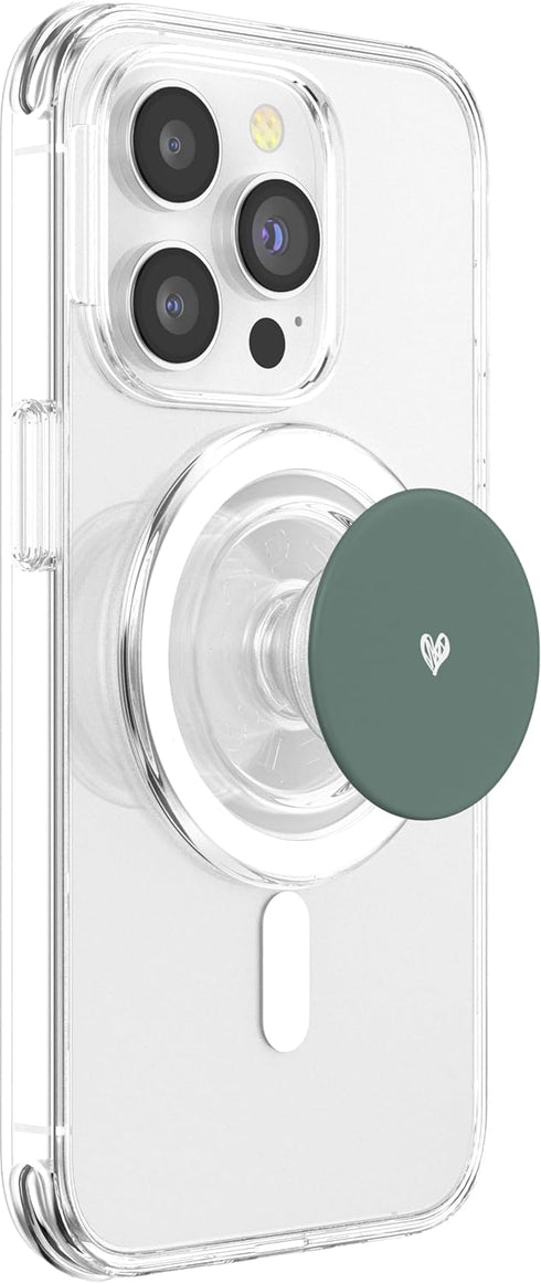Cute Sage Green Heart Love Minimalist PopSockets PopGrip for MagSafe