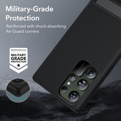 ESR Galaxy S23 Ultra Case - Slim, Military-Grade Protection, 3 Stand Modes, Boost Kickstand, Black Cover.