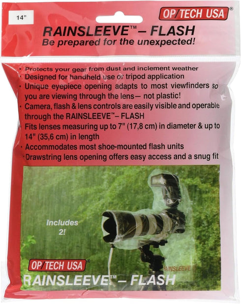 OP/TECH USA Rainsleeve Camera Cover - Clear Rain & Dust Sleeve with Viewfinder Access, 2 Pack