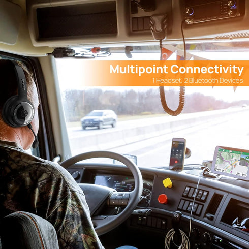 LEVN Bluetooth Headset, Wireless with Microphone, 60Hrs Talk Time, AI Noise Cancelling for Trucker/Remote Work