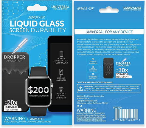 LIQUIPEL Armortek Liquid Glass Screen Protector - Universal Nano Protection for Smartphones, Tablets & Wearables - $200