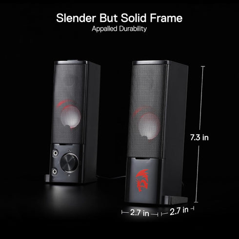 Redragon GS550 PC Gaming Speakers, 2.0 Channel Desktop Sound Bar, Compact Size, Headphone Jack, Quality Bass & Decent