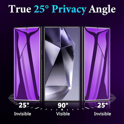 LYWHL 2 Pack Privacy Screen Protector for Samsung Galaxy S24 Ultra, Purple Anti-Blue Light, Anti-Spy Full Adhesive