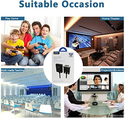 ONTEN VGA to HDMI 1080P Adapter, Male to Female for Computer, Laptop, Monitor, Projector
