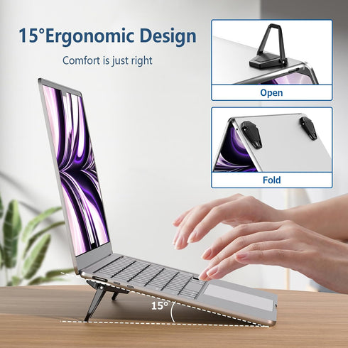 Portable Invisible Laptop Stand, Mini Aluminum Cooling Pad, Ergonomic Lightweight Laptop Desk Stand (2pcs Black)