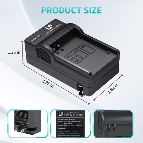 LP NB-4L NB-4LH NB-5L Battery Charger for Canon PowerShot ELPH 100 HS, SD1000, SD1100 is, SD1400 is, SD600, SD750