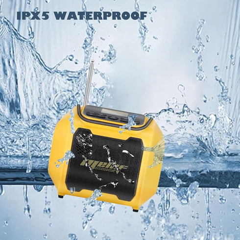 Mellif Cordless Emergency Weather Radio Speaker for Dewalt 20V Max Battery, AM/FM Weather Alert Bluetooth Radio with