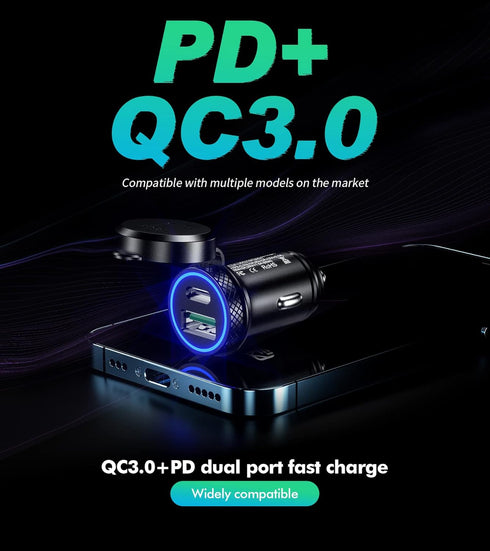 KEWIG USB C Car Charger, 60W/5A Super Mini Fast Adapter QC3.0&PD Type C Dual Port Quick Charge for iPhone 13/12 Pro/Max