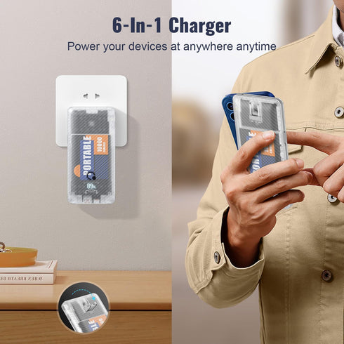 10000mAh Portable Charger Q Slim USB C Power Bank, 5 Output 2 Input, 20W Travel External Battery Pack with Built-in