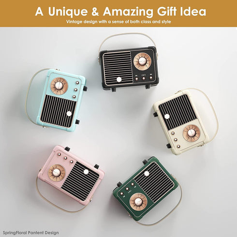 Retro Bluetooth Speaker, Wireless Vintage Small Speaker with Stereo Sound, Hands-free Call, Waterproof for iOS Android