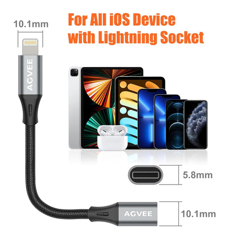 AGVEE [2 Pack 3.3ft Extension Cable Braided Female to Male Lightning Extender Cord Compatible with iPhone Pad Charger,