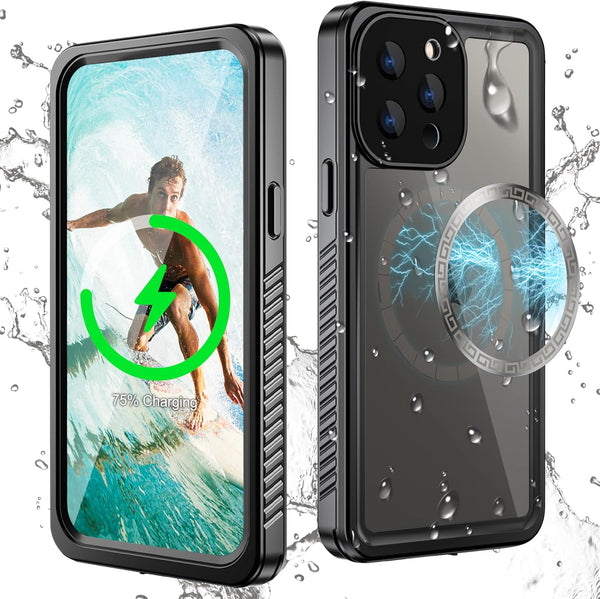WIFORT Magnetic Waterproof Case for iPhone 12 Pro, Certified Water Proof & Military Protection with Built-in Screen
