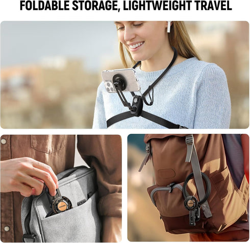 Neewer Magnetic Neck Holder for Action Camera & Phone, Hands-Free Neck Mount with Chest Strap for GoPro DJI Insta360