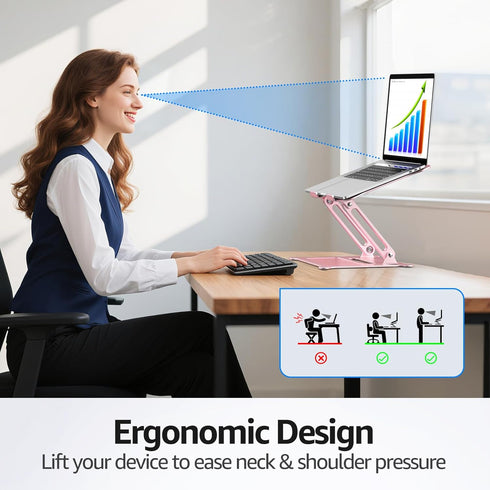 Urmust 10-15.6"(Rose Laptop Notebook Stand Holder Adjustable Laptop Stand Portable Computer Riser Compatible