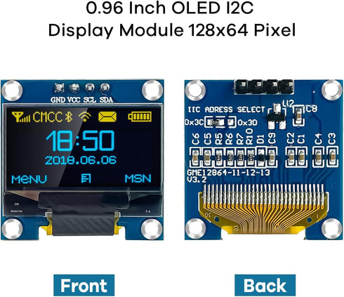 Hosyond 5 0.96 Inch I2C 12864 128x64 SSD1306 Pcs OLED IIC Display Module Pixel Mini Self-Luminous OLED Screen Board