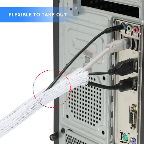 AGPTEK Cable Sleeve Cover, 10ft - 1.5 inch Wire Organizer for Home Office, Protects Cables from Pets