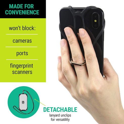 Universal Phone Lanyard Holder and Ring Grip, Silicone Neck Strap and Phone Ring Holder for Most Smartphones
