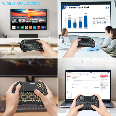 Mini Wireless Keyboard with Touchpad Mouse, 2.4GHz Portable Handheld Keyboard, RGB Backlit, Rechargeable Battery