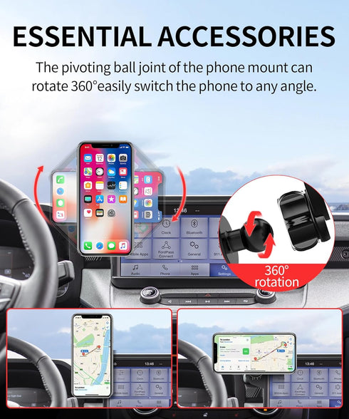 MaserWeller 2022-2024 8-Inch 360 Car Phone Holder for Ford Maverick Accessories Screen Fixed Clip, Rotation Phone Mount