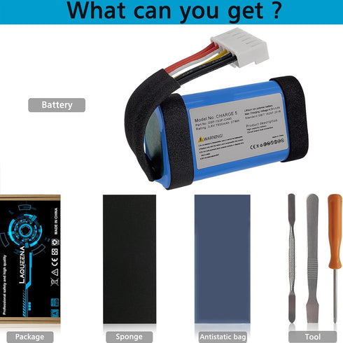 GSP-1S3P-CH40 7500mAh Battery for JBL Charge 5 Waterproof Bluetooth Speaker, Tools Included, Part NO Charge5