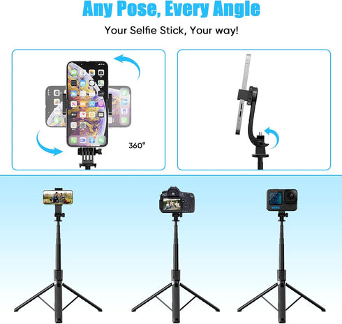 Rupital 71 180cm 360 16 15 14 13 12 Tall Selfie Stick Tripod with Remote, Extendable Phone Tripod Stand with Rotation