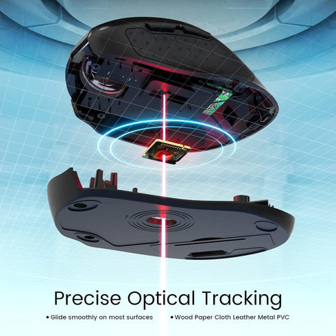 Wireless Mouse, D-09 USB Cordless Mice for Laptop, Ergo Grips, 5-Level 2400 DPI, 16 Months Battery, Portable for PC, Mac