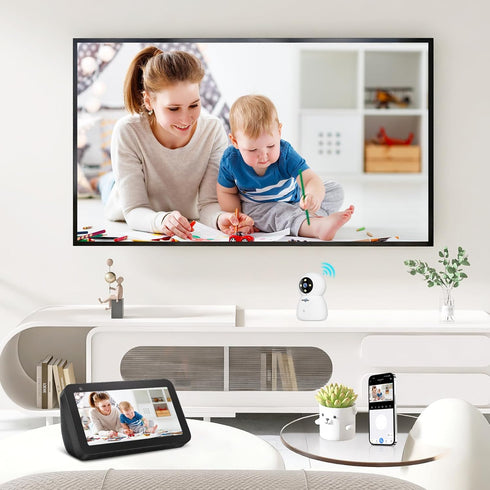 Hiseeu 2.4G/5G 5MP 360, 2 2PCS Indoor Security Camera, Baby Monitor Pet Camera for Home Security, PTZ Auto Tracking