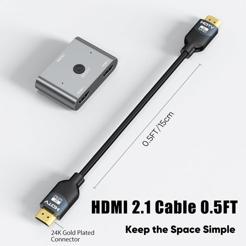 8K 2.1 0.5FT6Inch2-Pack, 48Gbps HDR10+, 2.3 HDMI Cable Ultra High Speed HDMI Cord, Support eARC, SBTM, QMS, CEC, HDCP