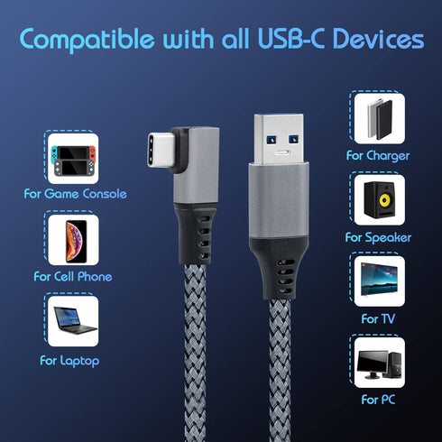 Mcbazel 20Ft (6M) USB 3.0 to Type-C Link Cable for Quest 3/2, PC, VR, NS Switch - 3A Fast Charging & 5Gbps Data