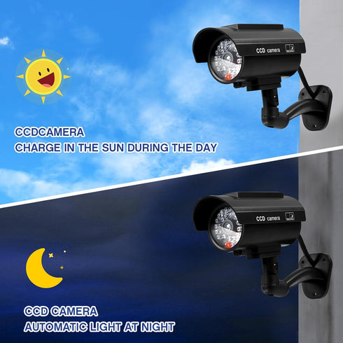 Kanayu 6 Pieces Solar Powered Fake Security Camera, Simulated Surveillance with Realistic Red Flashing Lights