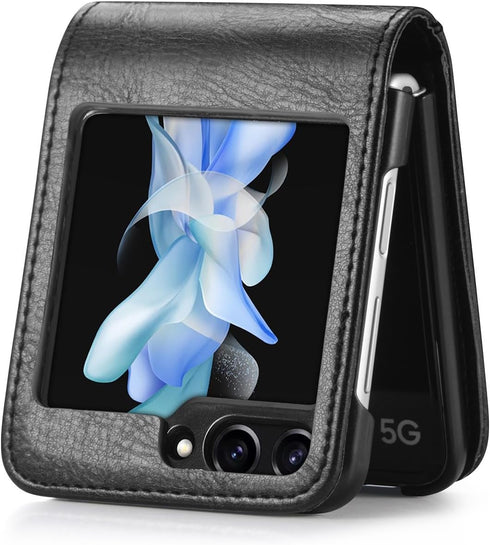 CCSamll Wallet Case for Samsung Galaxy Z Flip 5, Card Holder, Business Style Premium PU Leather Protective Cover (DK
