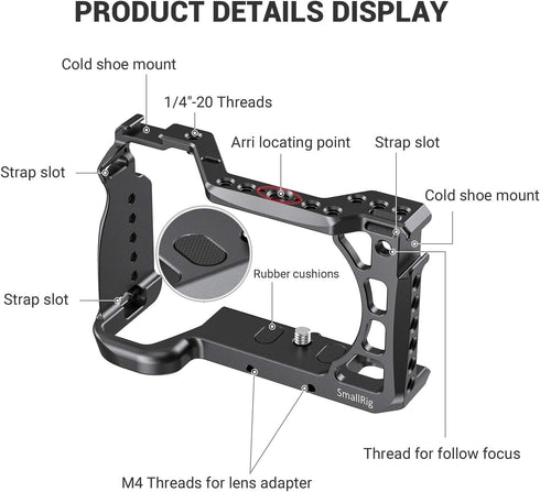 SMALLRIG Cage for Sony Alpha A6600/ILCE 6600 Mirrorless Camera with Cold Shoe Mounts - CCS2493