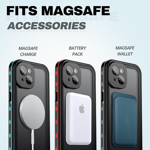 BEASTEK iPhone 15 Plus Waterproof Case, TRE Series MagSafe Shockproof Dustproof IP68 with Built-in Screen Protector