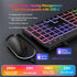 Wireless Keyboard and Mouse Combo with Backlit, 2.4G Full Size Ergonomic Keyboard with Light Up Letters, Rechargeable
