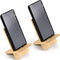 IFAMIO 2 Pack Bamboo Cell Phone Stand, Wooden Phone Holder with Charging Hole, Portable Desk Organizer for iPhone,