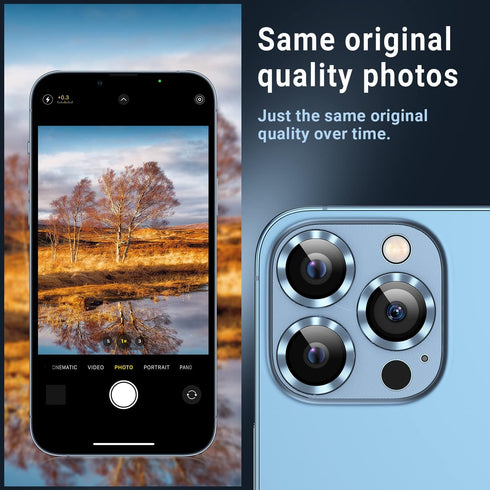 Korecase 2 Pack Camera Lens Protector for iPhone 13 Pro/Pro Max 6.7", Metal Tempered Glass Cover, 9H Hardness, Gold