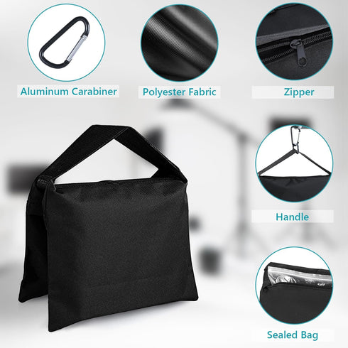4 Packs ABCCANOPY Photography Sandbag for Video Stand, Heavy Duty Weight Bags for Light Tripod, Camping Chair, (Black)