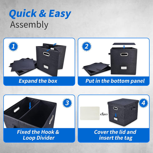 Sturdy Vinyl Record Storage Box - Black Album Storage Holds 50+ Single Records, LP Organizer Crate with Lid