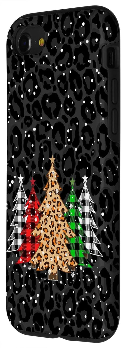Christmas Trees with Plaid & Black Leopard Print Phone Case for iPhone SE (2020) / 7 / 8
