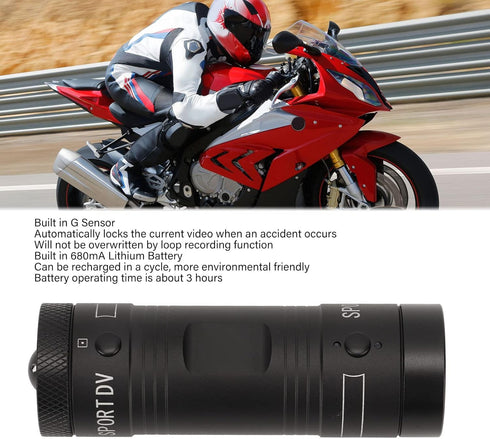 Motorcycle Helmet Camera, Mini Sports Action Video Camera 1080P HD with 120° Wide Angle, Waterproof Camcorder
