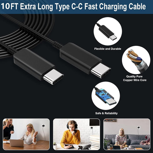iPhone 15 Charger 10 FT, 3 Pack 20W USB-C Fast Wall Charger with Extra Long USB C Cable Compatible for iPhone 15/15