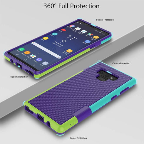 Jeylly Galaxy Note 9 Case - Shock-Absorption Rugged Soft TPU Hard PC Armor Protective Cover in Purple